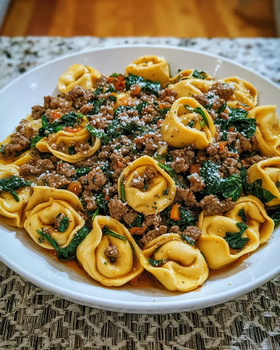 Garlic Butter Beef and Spinach Tortellini is a must-try!