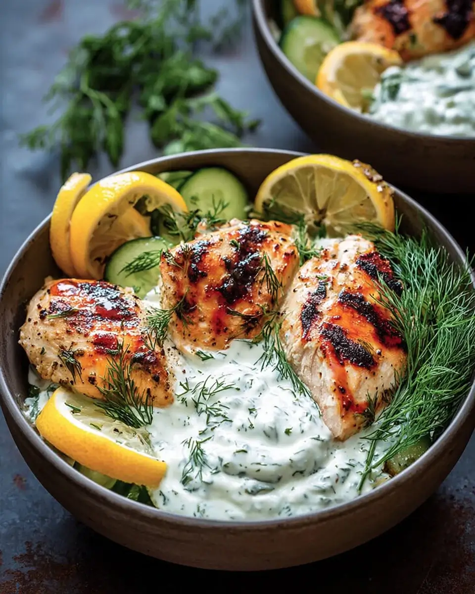 Mediterranean Lemon Dill Chicken Bowls that Delight!