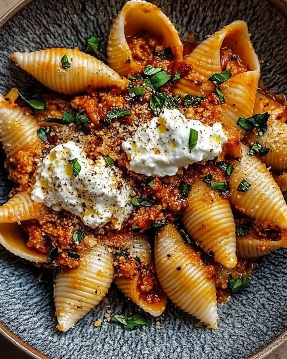 Spicy Unstuffed Shells with Whipped Ricotta Delight!
