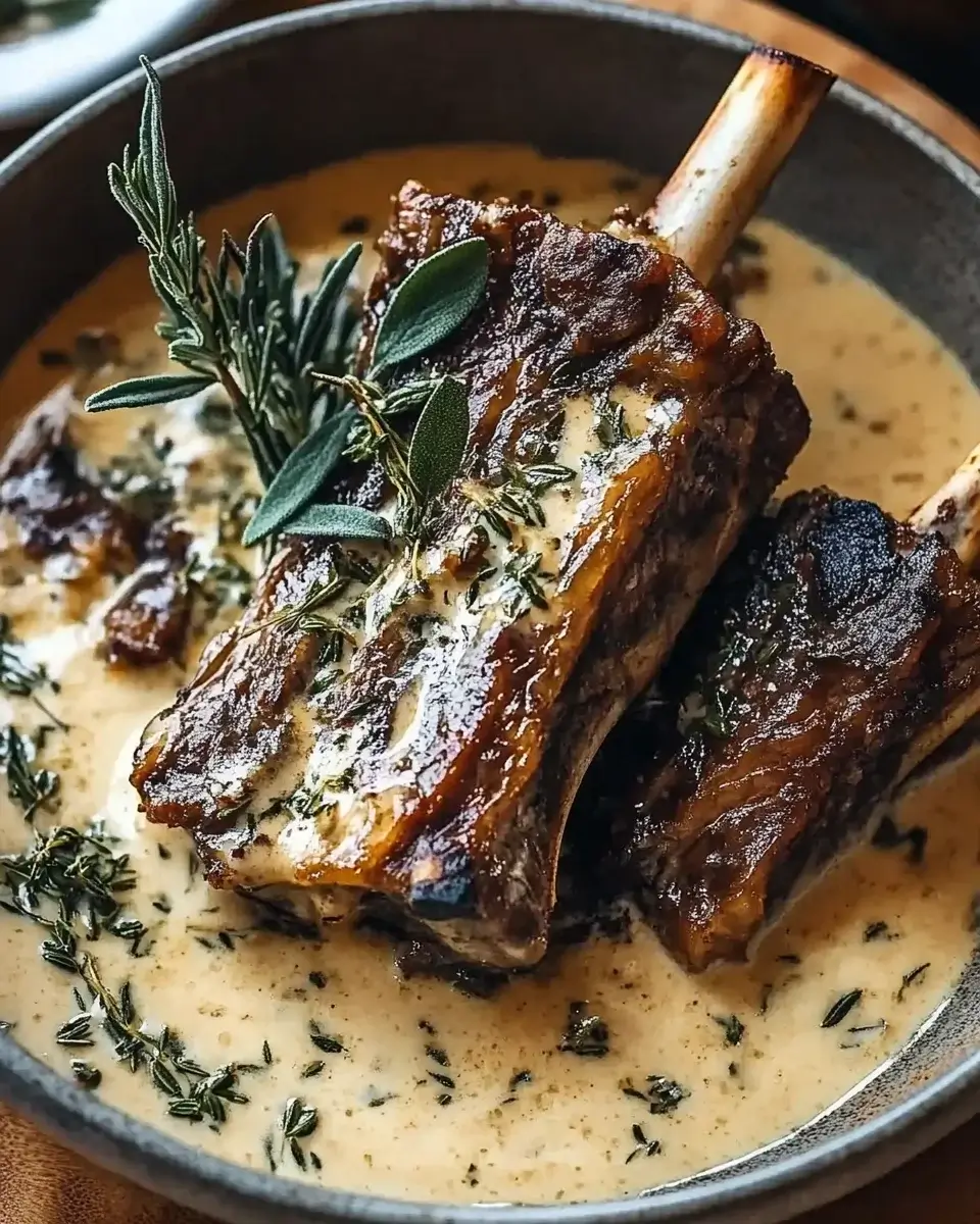 Braised Short Ribs in Creamy Herb Sauce is a must-try!