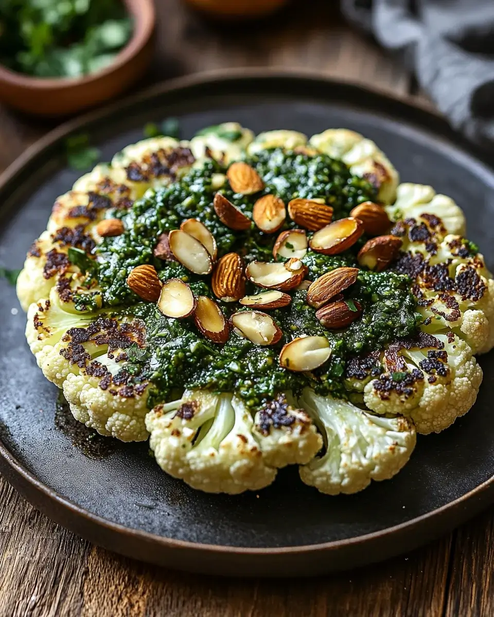 Charred Cauliflower Steak with Chimichurri Almonds: A Must-Try!