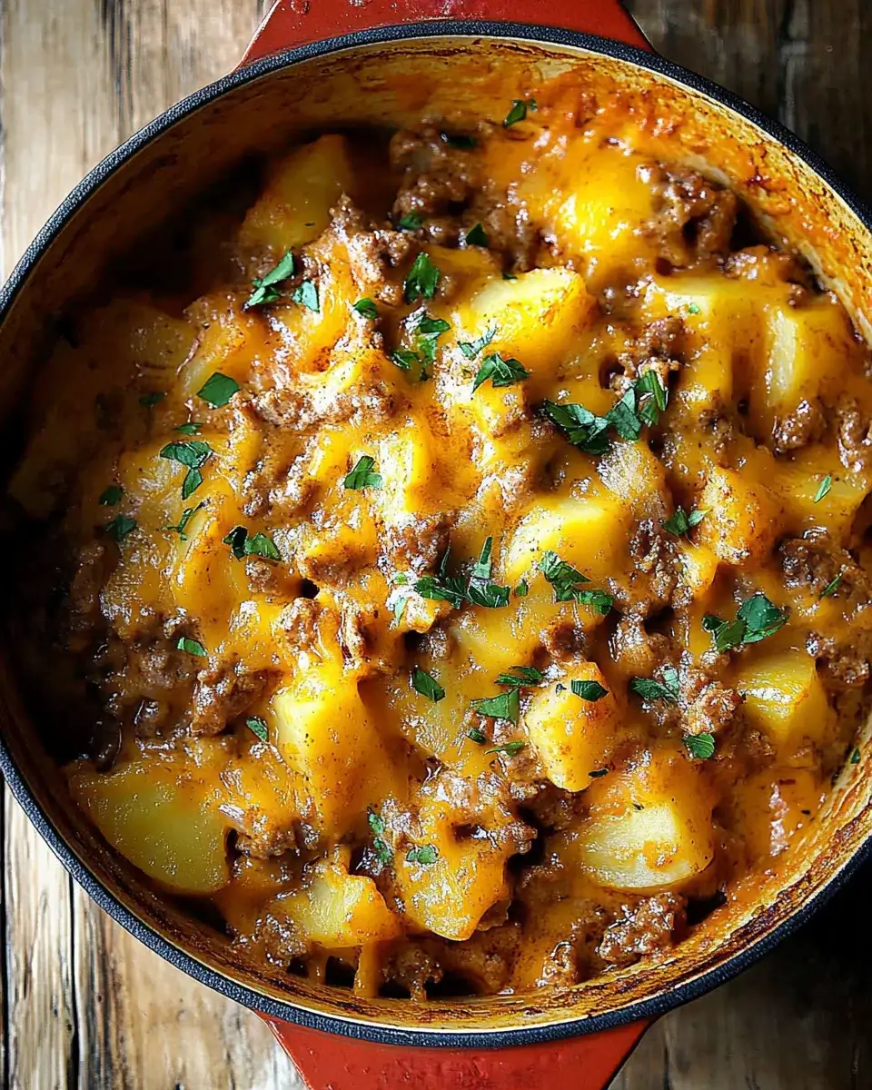 Cheesy One-Pot Beef and Potatoes: Simple Yet Delicious!