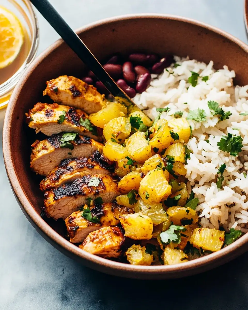 Cilantro Orange Chicken with Rice and Beans delights!