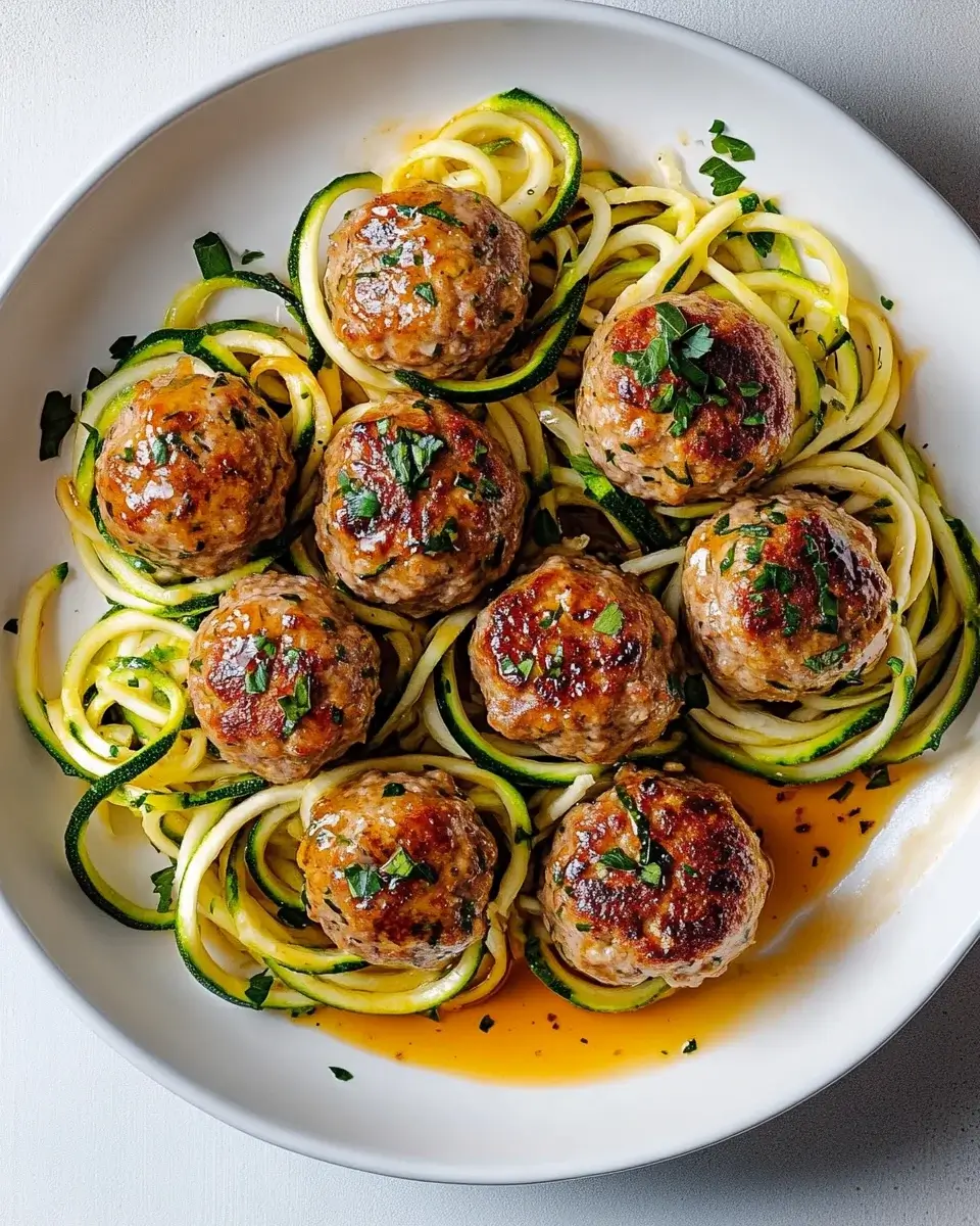 Garlic Butter Turkey Meatballs with Zucchini Noodles Delight!