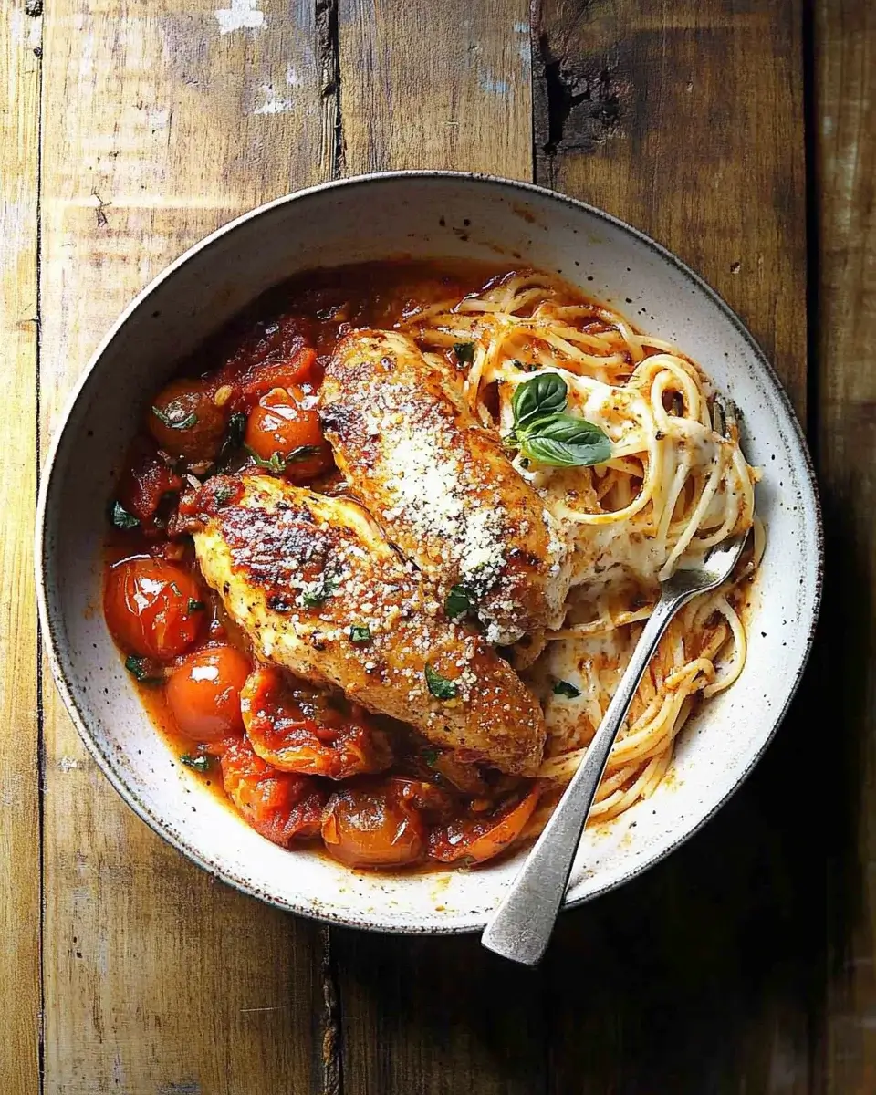 Garlic Tomato Chicken with Mozzarella for Dinner Delight!