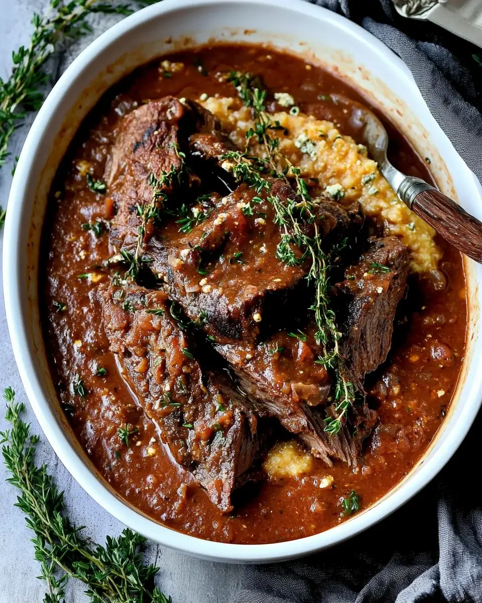Italian Pot Roast Straccato with Gorgonzola Polenta Awaits!