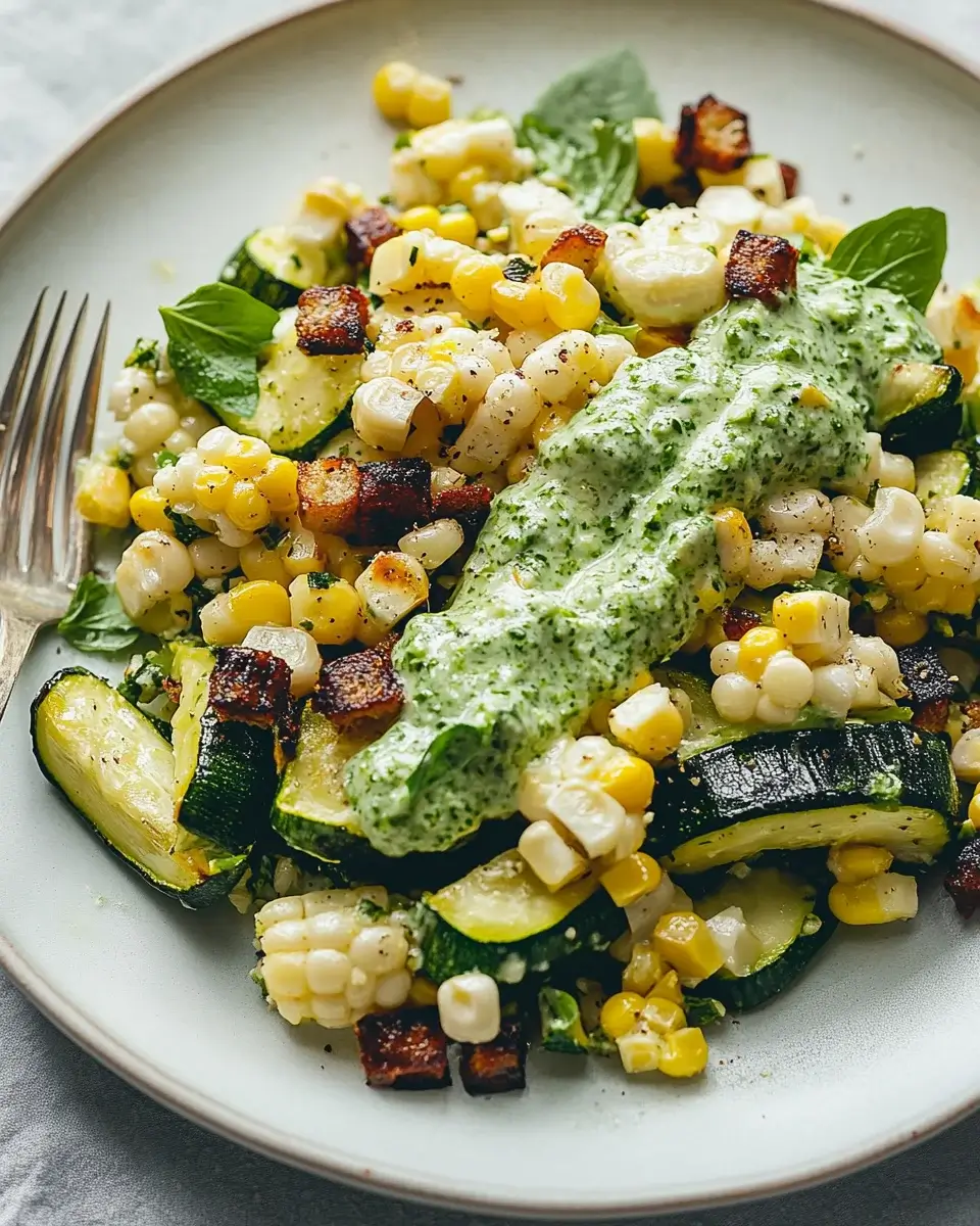 Roasted Zucchini and Corn Salad with Green Goddess Dressing to Delight Your Taste Buds!