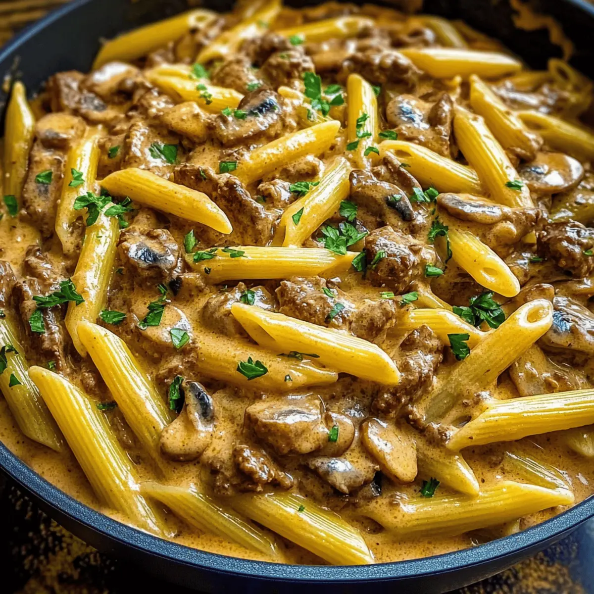 Creamy Velveeta Beef Stroganoff and Penne Pasta Bliss