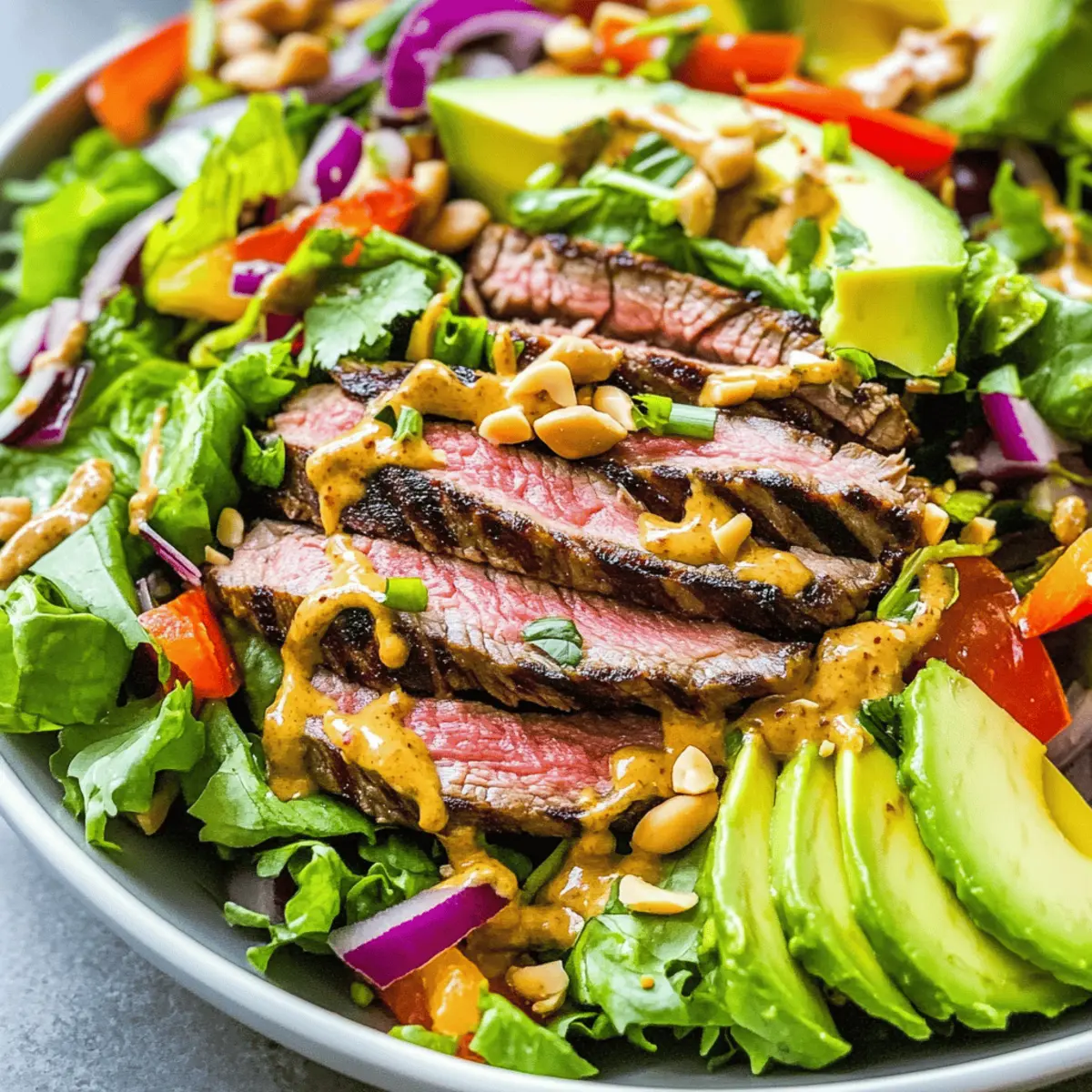 Healthy Thai Peanut Salad with Grilled Flank Steak Bliss
