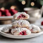Raspberry Almond Snow Cookies