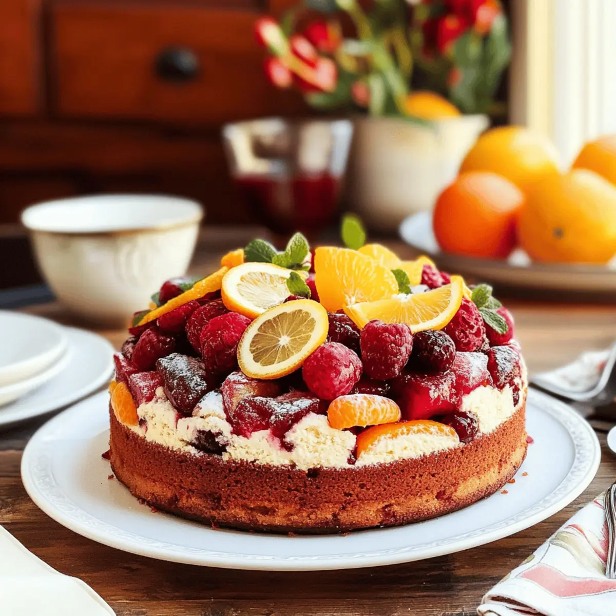 Delicious Sangria Cake with Seasonal Fruits for Fall Bliss