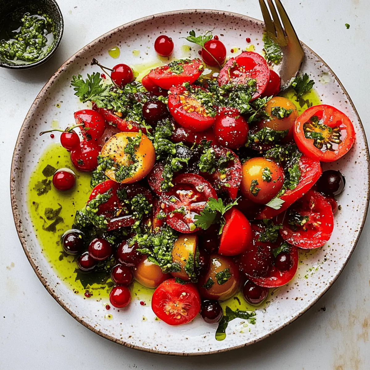 Summer Tomato Salad with Spicy Serrano Chili Oil Delight
