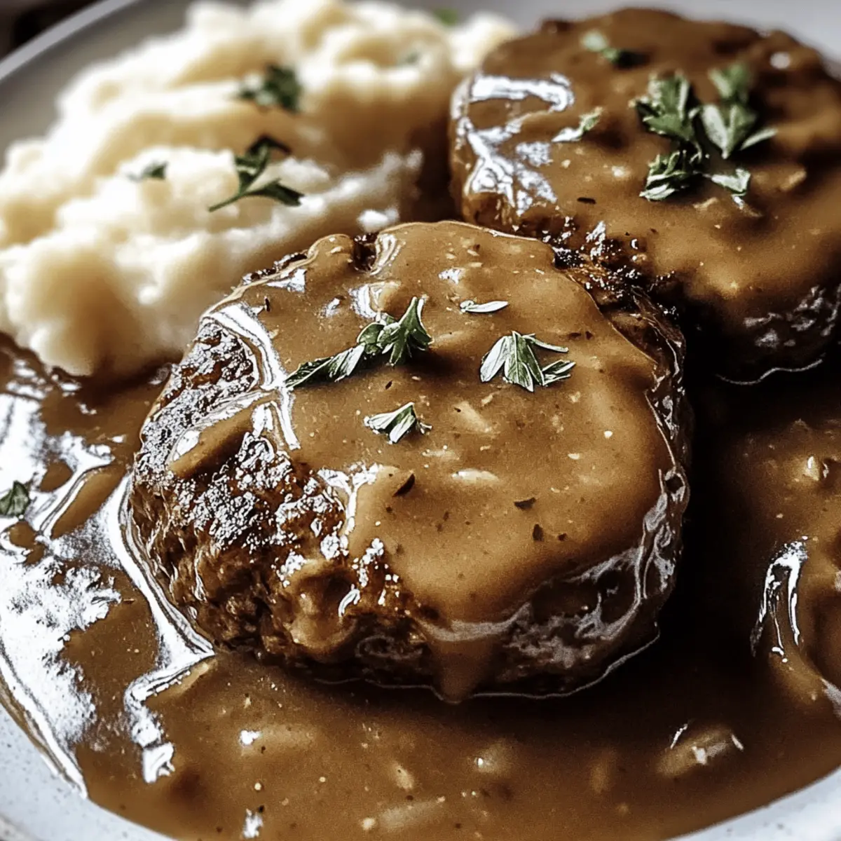 Savor the Comfort of Tender Salisbury Steak in Rich Gravy