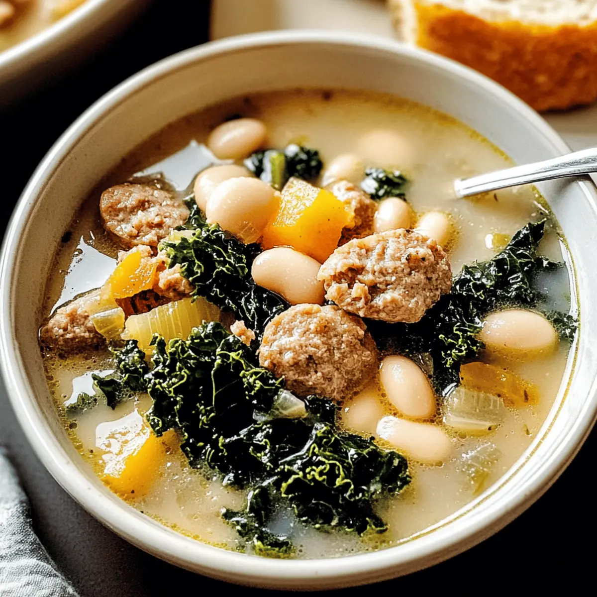 Cozy Turkey Sausage Kale and White Bean Soup Delight
