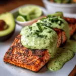 Baked Cajun Salmon And Avocado Lime Sauce