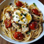 Chicken Spaghetti with Burrata and Lemon Butter Garlic Sauce