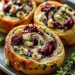 Cranberry Cream Cheese Pinwheels with Feta & Herbs