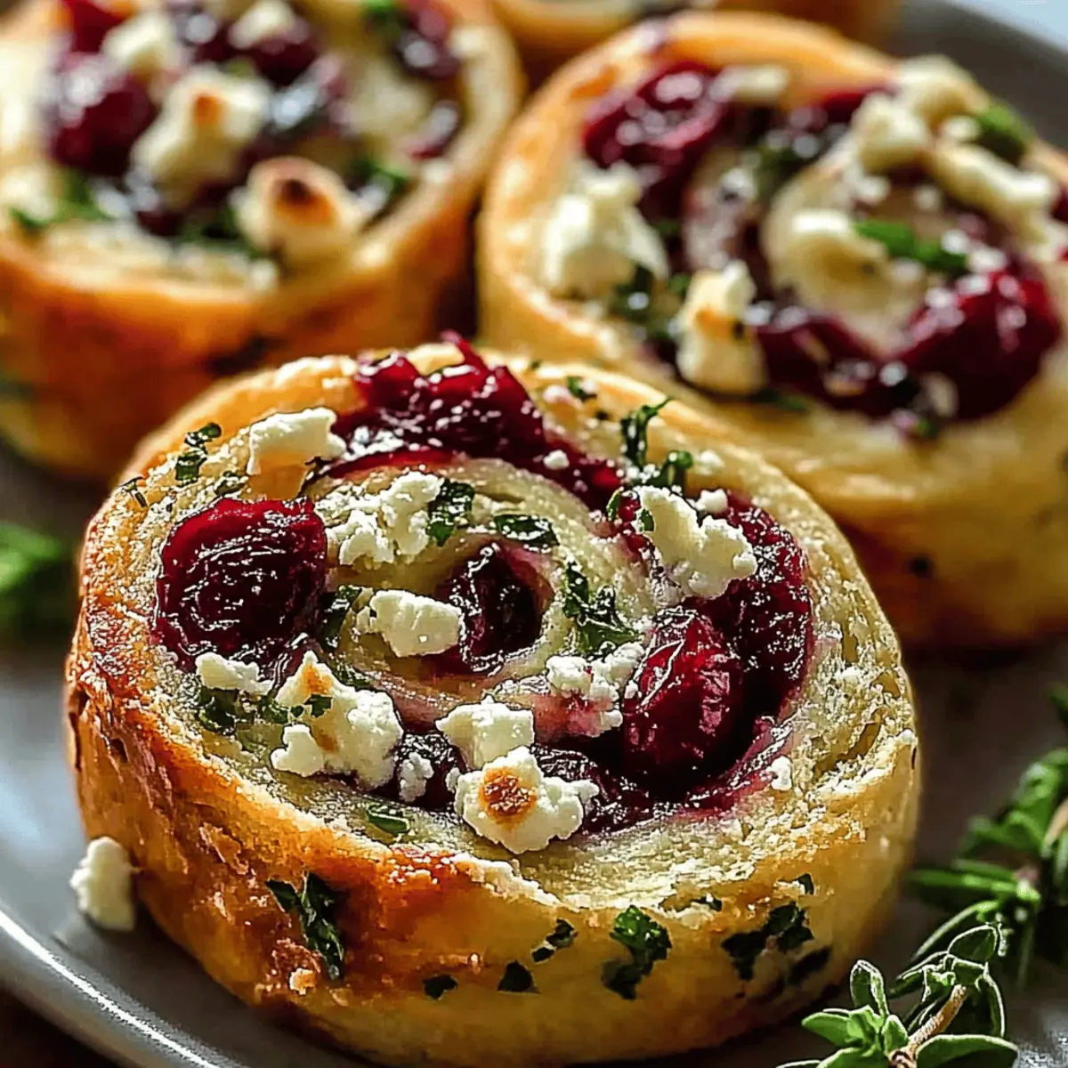Cranberry Cream Cheese Pinwheels with Feta & Herbs Delight