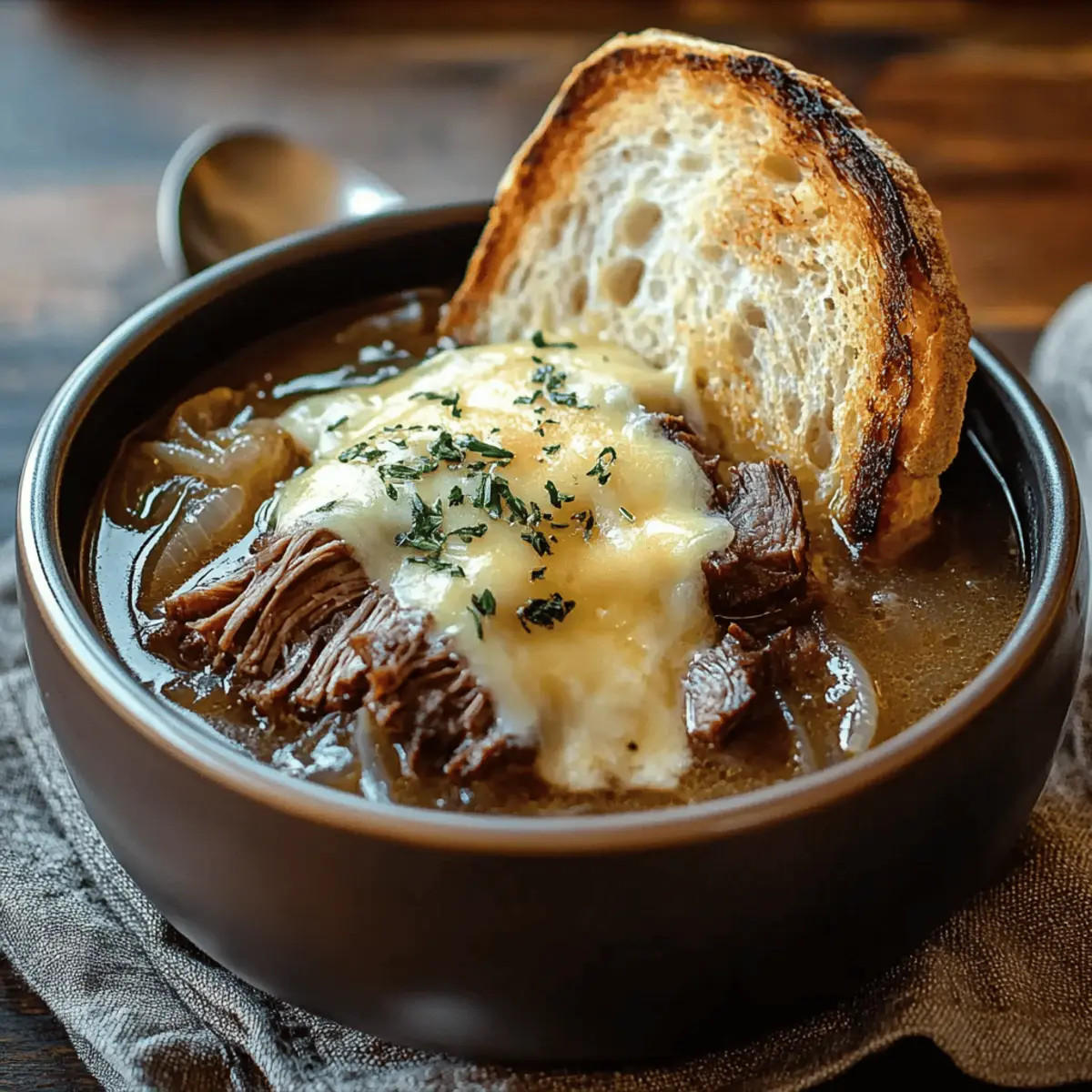 French Onion Short Rib Soup with Gruyère Toast to Savor