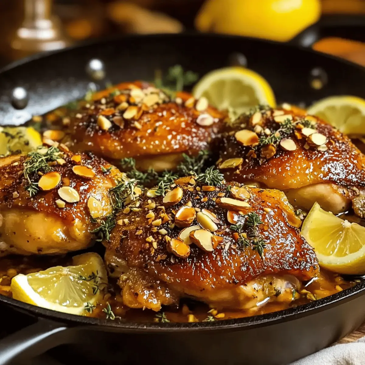 Skillet Lemon Herb Almond Chicken Thighs for a Gourmet Touch